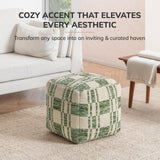 Anji Mountain 100% Handmade & Handcrafted Comfortable Home Décor Pouf Ottoman Footrest for Living Room, Bedroom, Nursery, Kidsroom, Patio Furniture - (20" x 20" x 20" - Green) Anji Mountain