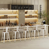 Andeworld Metal Bar Stools Set of 4, 24 inch Counter Height Barstools with Backs Farmhouse Modern High Back Bar Stools with Larger Seat Kitchen Dining Bar Chairs,Off White Andeworld