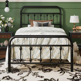 SHA CERLIN Twin Size Metal Platform Bed Frame with Victorian Style Iron-Art Headboard and Footboard, Easy Assembly, Under Bed Storage, No Box Spring Required, Black SHA CERLIN