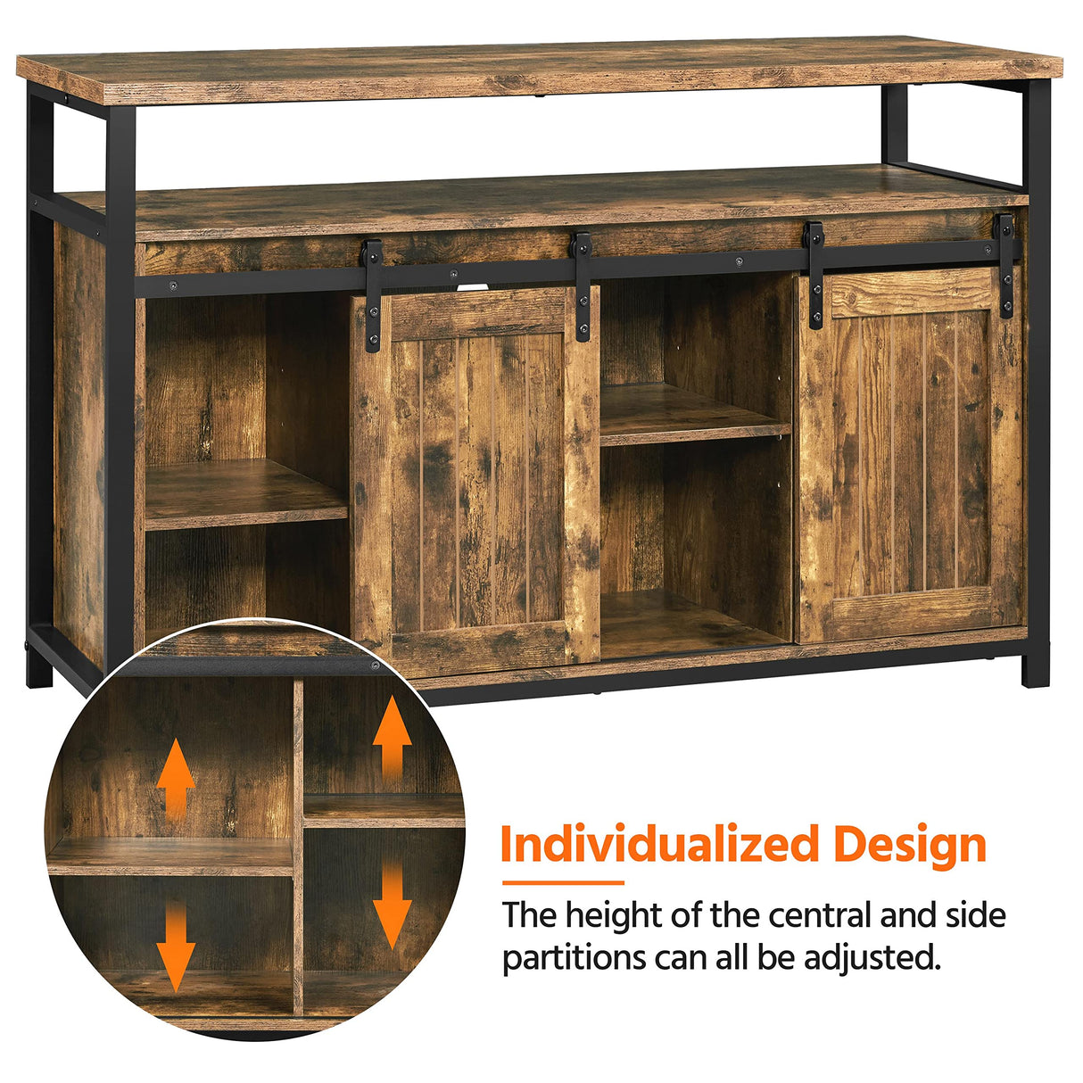 Yaheetech TV Stand, Entertainment Center with Storage Cabinets for 55 Inches TV, Barn Door TV Stand with Height Adjustable Shelves, Farmhouse TV Console for Living Room, 47 Inch Yaheetech