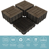Topeakmart 27PCS Patio Deck Tiles Interlocking Wood Composite Decking Floor Tiles 12 x 12in Dark Brown for Outdoor & Indoor Patio Garden Deck Poolside Topeakmart