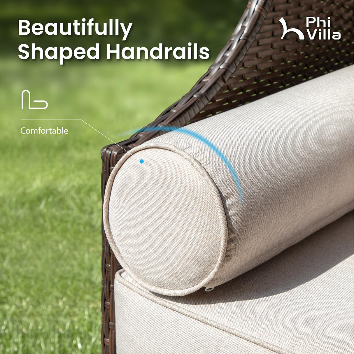 PHI VILLA Outdoor Wicker Egg Chair, Oversized Lounge Chair with Cushion, Large Brown Basket Rattan Chair for Patio, Porch, Garden, Balcony, Indoor PHI VILLA