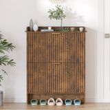 Piskyet Shoe Storage Cabinet with 2 Flip Drawers, Morden Fluted Narrow Shoes Rack Organizer Cabinet for Entryway with Anti-tilt Device,Hidden Handles,Rustic Brown Piskyet