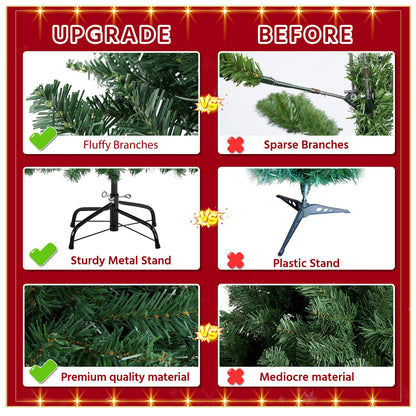 Yaheetech 6ft Premium Spruce Hinged Artificial Full Christmas Tree with 796 Branch Tips Holiday Xmas Tree with Metal Hinges and Foldable Base for Home Party Office Decoration