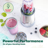 BELLA Personal Size Rocket Blender for Smoothies and Protein Shakes, Portable Juice Maker and Mini Food Processor and Grinder, 12 Piece, BPA Free Accessories, 240 W, Stainless Steel BELLA