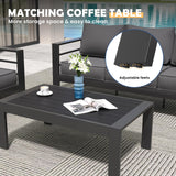 Amopatio Aluminum Patio Furniture Set, 6 Pieces Modern Patio Conversation Sets, Outdoor Sectional Metal Sofa with Coffee Table for Balcony, Garden, Dark Grey (Included Waterproof Covers) Amopatio