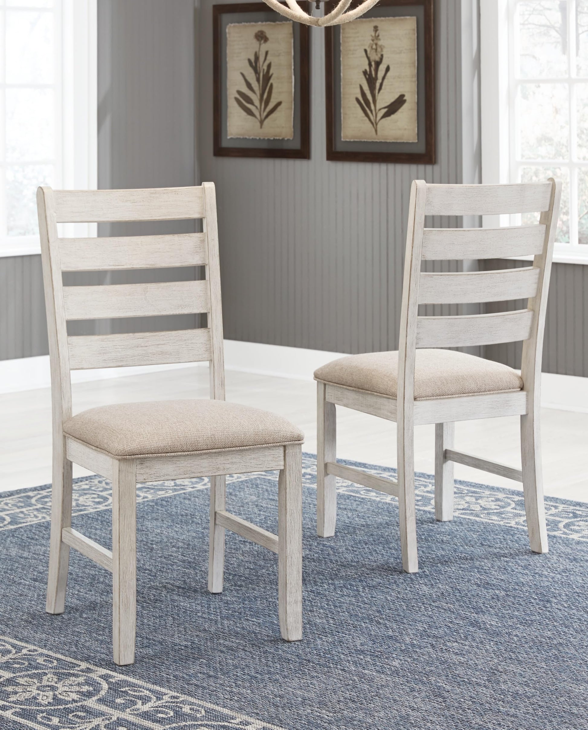 Signature Design by Ashley Skempton Modern Farmhouse Dining Room Chair, 2 Count, Whitewash - WoodArtSupply