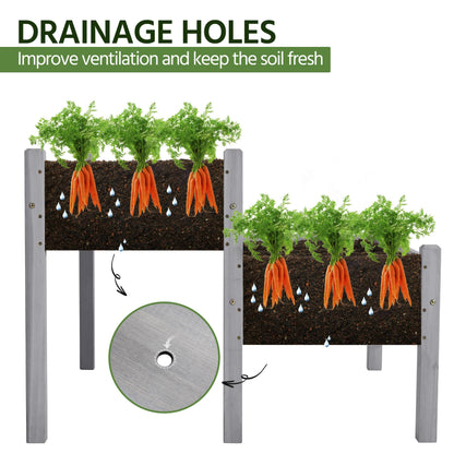 Yaheetech 47x41x30in Wooden Raised Garden Bed Horticulture Outdoor 2 Tiers Elevated Planter Grow Box for Herb with Legs & Drainage Holes, Gray - WoodArtSupply