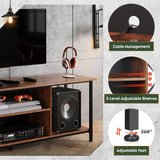 WLIVE TV Stand up to 65 Inch TV, 55" Entertainment Center, Industrial TV Console with Open Storage Shelf for Living Room and Bedroom, Rustic Brown WLIVE