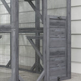 PawHut Catio Outdoor Cat Enclosure, Large Wooden Cat House with 6 Jumping Platforms, Weatherproof Roof, Outdoor Cat Cage Cat Shelter for 1-3 Cats, 59" x 28" x 60", Gray PawHut