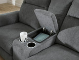 Signature Design by Ashley Barnsana Minimalist Power Reclining Loveseat with Console and USB Charging Ports, Gray Signature Design by Ashley