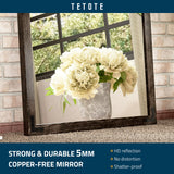 TETOTE 40 x 30 Inch Black Rustic Bathroom Wood Framed Mirror for Over Sink, Farmhouse Natural Dark Black Wooden Rectangle Decorative Wall Mirror, Horizontal/Vertical, Easy to Install TETOTE