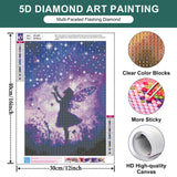 Angel Diamond Art Kits for Adults Beginners, Fairy Diamond Painting Kits for Adults, DIY 5D Purple Diamond Painting with Round Gem Art Kits for Gift Home Wall Decor 12x16 Inch PRASIO