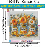 5D Diamond Art Kits for Adults Beginners,Sunflower Butterfly Pot DIY Full Round Drill Diamond Painting Kits,Rose Paint by Diamonds Dots Gem Art Easy,Home Wall Decor 14X14 Inch Acelii