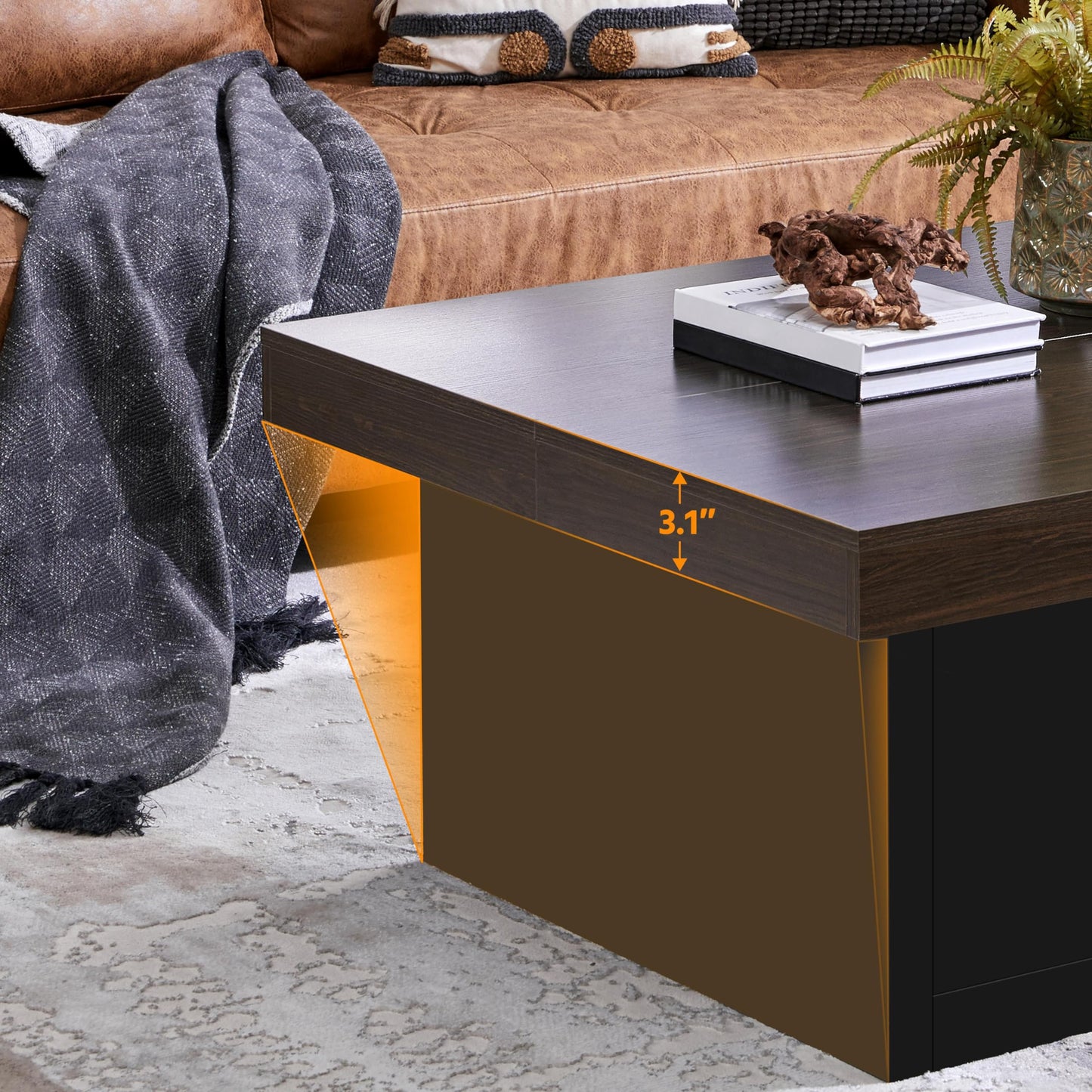 Yaheetech Wood Coffee Table, Square Coffee Table with 2 Storage Drawers, 35.4 in Living Room Center Table for Home, Office, Lounge, Black & Espresso - WoodArtSupply