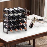 Simple Trending 4-Tier Stackable Wine Rack, Standing Bottles Holder Organizer, Wine Storage Shelf, Towel Rack for Kitchen Pantry Cabinet, Hold 16 Bottles, Bronze Simple Trending