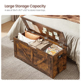 VASAGLE Storage Chest, Storage Trunk with 2 Safety Hinges, Storage Bench, Shoe Bench, Barn Style, 15.7 x 39.4 x 18.1 Inches, for Entryway, Bedroom, Living Room, Rustic Brown ULSB060T01 VASAGLE