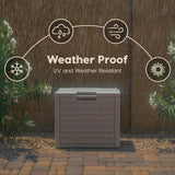IRIS USA 35-Gallon Outdoor Deck Delivery Storage Box, Lockable & UV-Protected, Weather-Resistant Patio Storage for Cushions, Garden Tools & Packages, Waterproof Resin, Durable & Stylish Design - Beige IRIS
