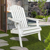 Wooden Adirondack Chair Outdoor Folding Patio Lounge Chair All Weather Fire Pit Chair with Easy Assemble for Outdoor Patio Lawn Garden Beach, White PayLessHere