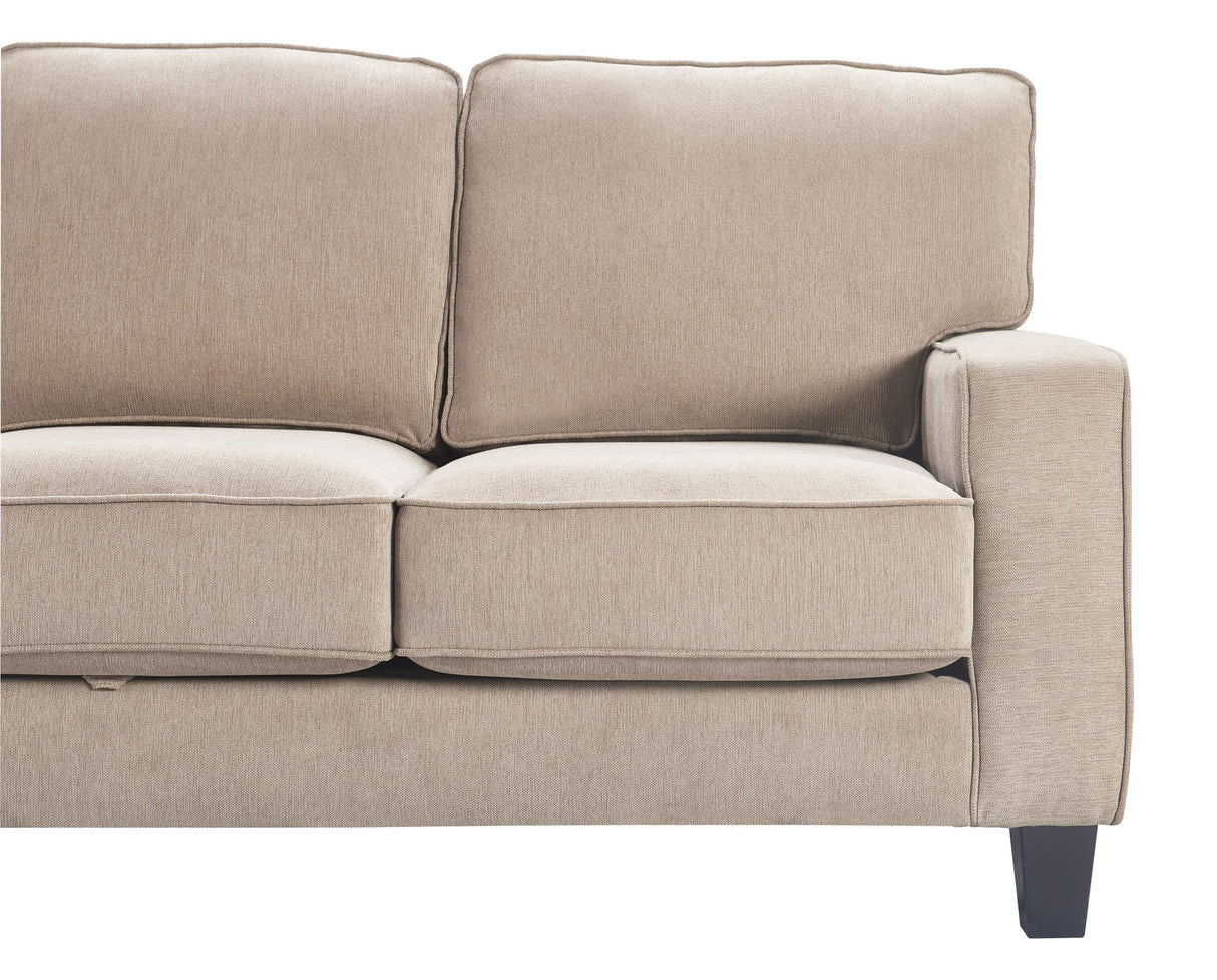 Serta Palisades Storage 1 Modern Design, Track Arms, Foam-Filled Cushions, Easy-to-Clean Fabric Upholstery, 77" Sofa, Soft Beige Serta