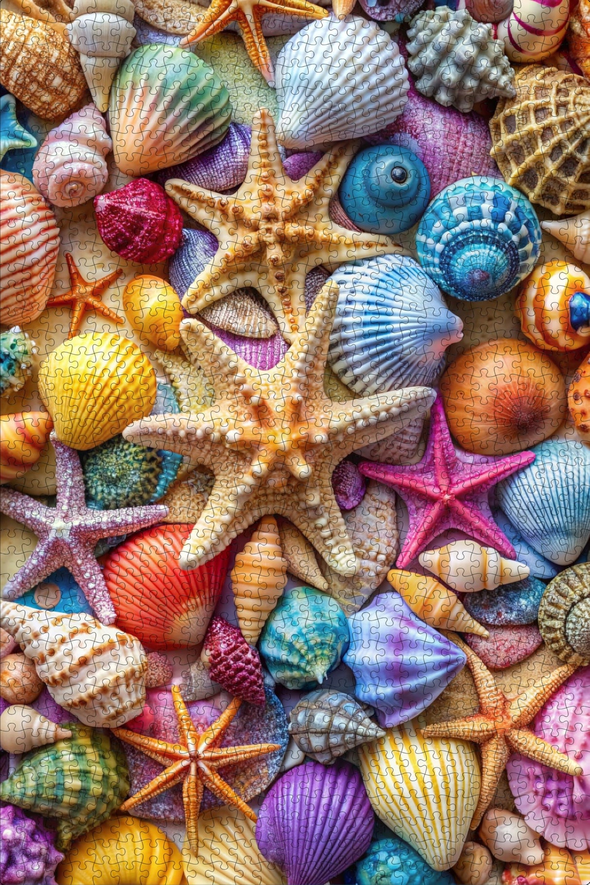 Jigsaw Puzzles for Adults 1000 Pieces-Colorful Seashell and Starfish, 1000 Piece Puzzle for Adults with Letter on Back No Dust, with 1:1 Poster(27.6"x19.7") kepovin