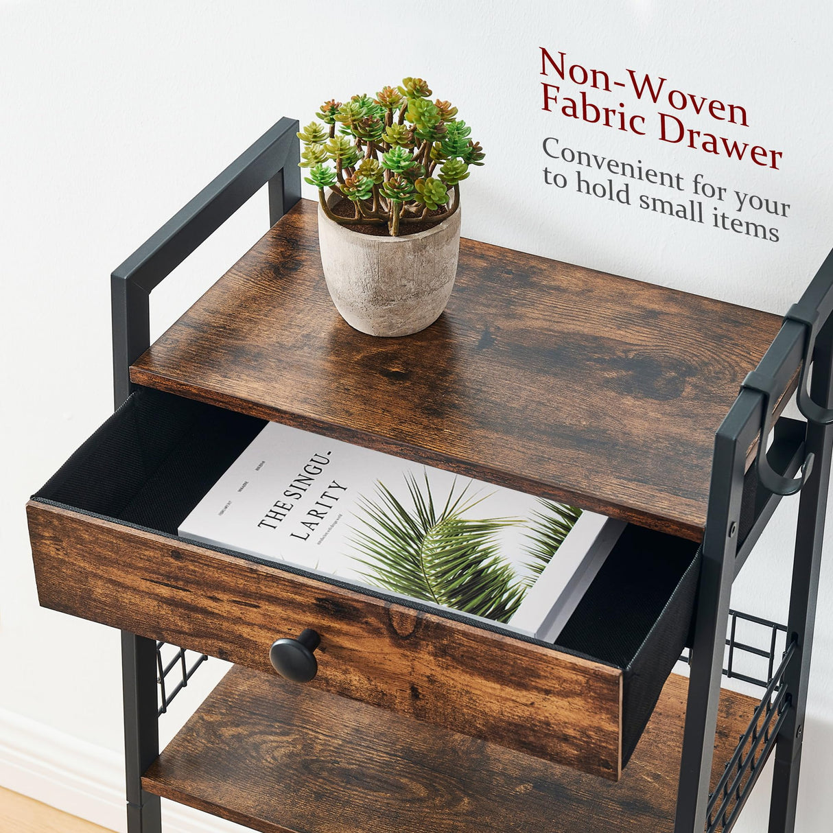 Gewudraw Rustic Brown 4-Tier Bathroom Ladder Shelf with Drawer - Multifunctional Freestanding Storage Solution Gewudraw