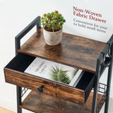 Gewudraw Rustic Brown 4-Tier Bathroom Ladder Shelf with Drawer - Multifunctional Freestanding Storage Solution Gewudraw