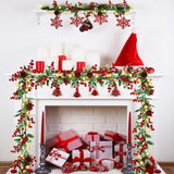 Sggvecsy Christmas Garland Red Berry Garland with Red Berries Lighted Holly Leaves Garlands Artificial Christmas Green Leaves Garland Battery Operated for Xmas Indoor Home Winter Holiday Decoration Sggvecsy