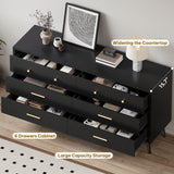 DWVO White 6 Drawers Dresser/Modern Wood Dresser Chest of Drawers with Black Metal Handle＆Anti-Tipping Device/Modern Double Drawer Storage Cabinet for Entryway/Living Room-15.7" Dx55.1 Wx31.1 H DWVO