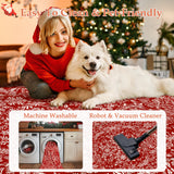 WondRg Christmas Area Rug 5x7 Red Washable Non-Slip Holiday Area Rug Reindeer Christmas Tree Carpet for Living Room Bedroom Dining Room Playroom Office WondRg