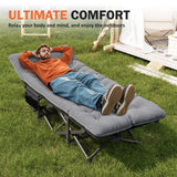 ATORPOK Camping Cot for Adults with Cushion Comfortable, Portable Folding Bed for Sleeping Supports 450 lbs (Gray) ATORPOK