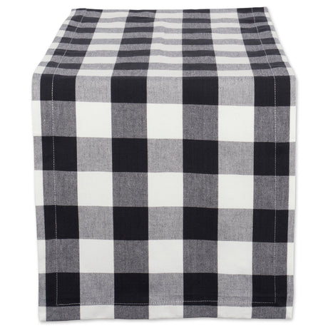 DII Buffalo Check Collection, Classic Farmhouse Table Runner, 14x72, Black & White DII