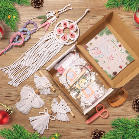 RQWZBCHX Macrame Starter Kit for Kids, Macrame DIY Kit for Beginners for Hanging Decor Including Detailed Booklet with Step-by-Step Video Tutorial RQWZBCHX