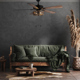 RIVER OF GOODS 52 Inch LED Modern Farmhouse Ceiling Fan with Light - Rustic Ceiling Fans with Lights - Elegant Industrial Fan with Mesh Metal Caged Shade - Brown RIVER OF GOODS