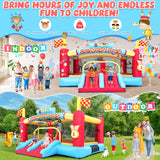 WHUBEFY Bounce House, Large Inflatable Obstacle Bouncy House with Big Jumping Area for Kids 3-12, Double Basketball Hoops & Bouncer Slides, Ball Pits, Throw Ball Game, Jump House 550W Blower Included Whubefy