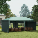 Outsunny 10' x 20' Pop Up Canopy Tent with 4 Sidewalls, Heavy Duty Tents for Parties, Outdoor Instant Gazebo with Carrying Bag for Garden, Patio, Green Outsunny