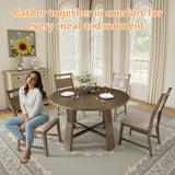 Jocisland Round Solid Wood Dining Table Set for 4, 5-Piece Mid-Century Kitchen & Dining Room Furniture with Padded Chairs, Space-Saving Design, Radial Grain Finish, Easy Assembly Jocisland
