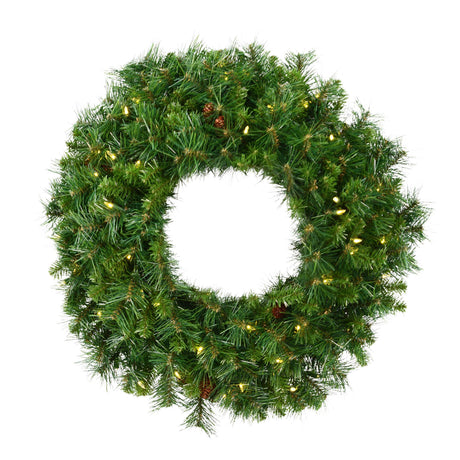 Vickerman 72" Cheyenne Pine Wreath - 600 Warm White LED Lights - Indoor/Outdoor Wreath - Holiday Wreath with Lights - Prelit Holiday Wreath - Reliable and Durable Vickerman