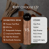 Wooden Spoons for Cooking - 10 Pcs Teak Wood Cookware Utensil Set with Smooth Finish - Non-Stick, Comfortable Grip - Durable, Heat Resistant Kitchen Utensils SOOMGYEOL SEOM