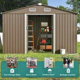 Gotland 10FT x 8FT Metal Storage Shed, Outdoor Storage Shed with Lockable Slide Doors & 2 Windows, Utility and Tool Shed with Slooping Roof for Garden, Backyard, Patio, Lawn Gotland