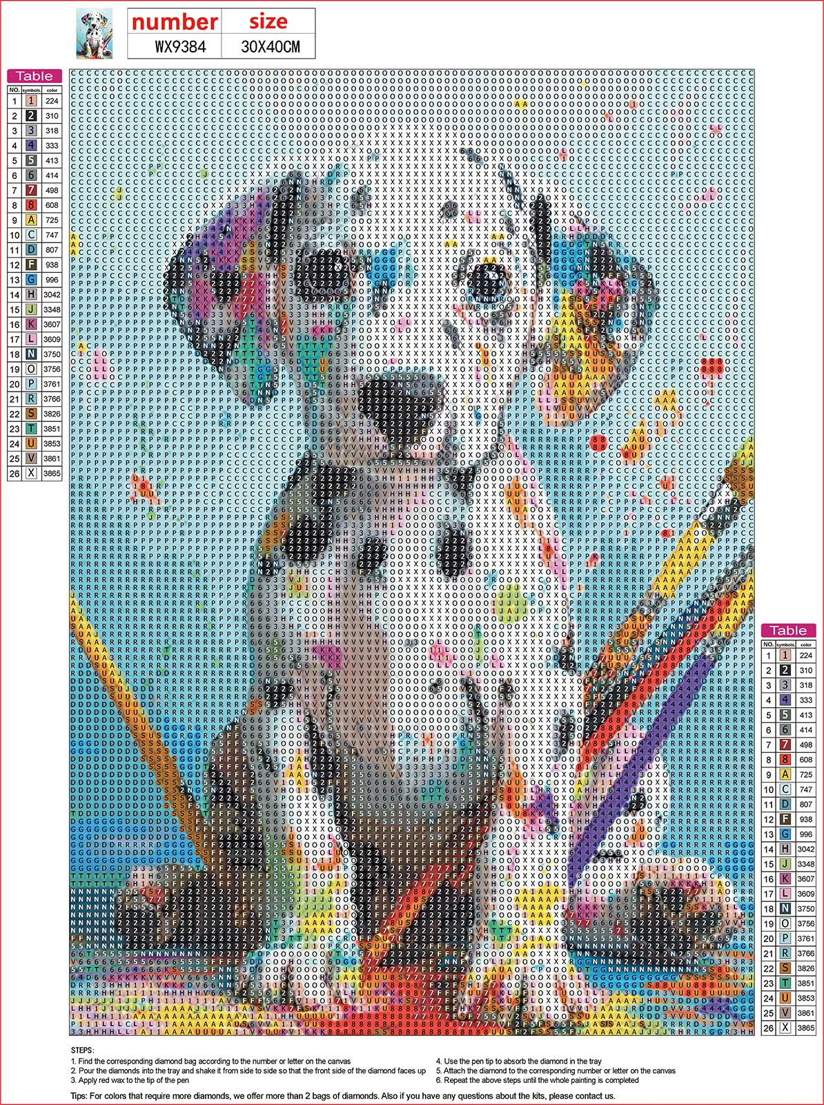 MXJSUA Cute Dog Diamond Painting Kits for Adults, 5D Dalmatian Diamond Art Kits for Beginners, DIY Full Drill Crystal Gem Painting Kits for Home Wall Decor 12x16 Inch MXJSUA