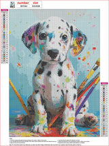 MXJSUA Cute Dog Diamond Painting Kits for Adults, 5D Dalmatian Diamond Art Kits for Beginners, DIY Full Drill Crystal Gem Painting Kits for Home Wall Decor 12x16 Inch MXJSUA