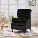 Christopher Knight Home Diana Wingback Recliner, Black + Dark Brown GDFStudio