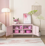 Aiasuit TV Stand Multifunctional Metal Storage Cabinet 2-Tier Shelf Thick Plate Material Support Sturdy Metal Sideboard Adjustable Storage Cabinet Pink Size: 23.62”H x 39.37”W x 14.96”D Aiasuit