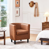 Yaheetech Accent Chair, PU Leather, Modern and Comfortable Armchairs, Upholstered Barrel Sofa Chair for Living Room Bedroom Waiting Room, Brown Yaheetech
