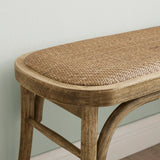 Linon Hank Natural Bentwood Bench with Natural Woven Rattan Seat Linon