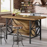Tribesigns Kitchen Island with Storage, 62.99-Inch Kitchen Island Table with 2 Shelves and Large Worktop, Industrial Bar Table, Easy to Assemble, Rustic Brown (Stools Not Included) Tribesigns