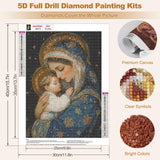 MEIYUDA Virgin Mary Diamond Painting Kits for Adults, 5D Jesus Diamond Art Kits for Beginners, DIY Gem Art Crystal Painting for Home Wall Decor and Present 12x16inch MEIYUDA