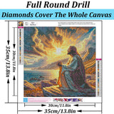 Jesus Seashore Prayer Diamond Art Kits for Adults, 5D Diamond Painting Kits for Adults Beginners, DIY Full Round Drill Diamond Dot Painting Gem Art Kits for Adult, Home Wall Decor 13.8x13.8 Inch VCLKDIY