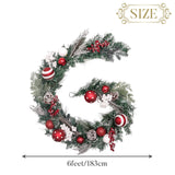 Valery Madelyn 6 feet Pre-Lit Christmas Garland with Lights for Mantle, Lighted Battery Operated Xmas Garland with Red White Balls for Front Door Fireplace Table Centerpiece Outdoor Window Home Decor Valery Madelyn